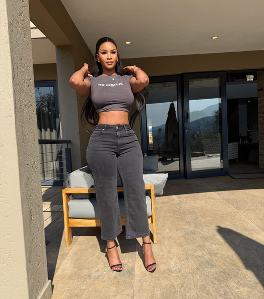 Denim cropped black jeans