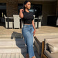 Zara cropped length high-rise jeans