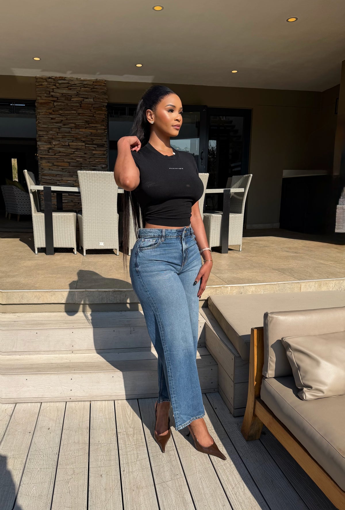 Zara cropped length high-rise jeans