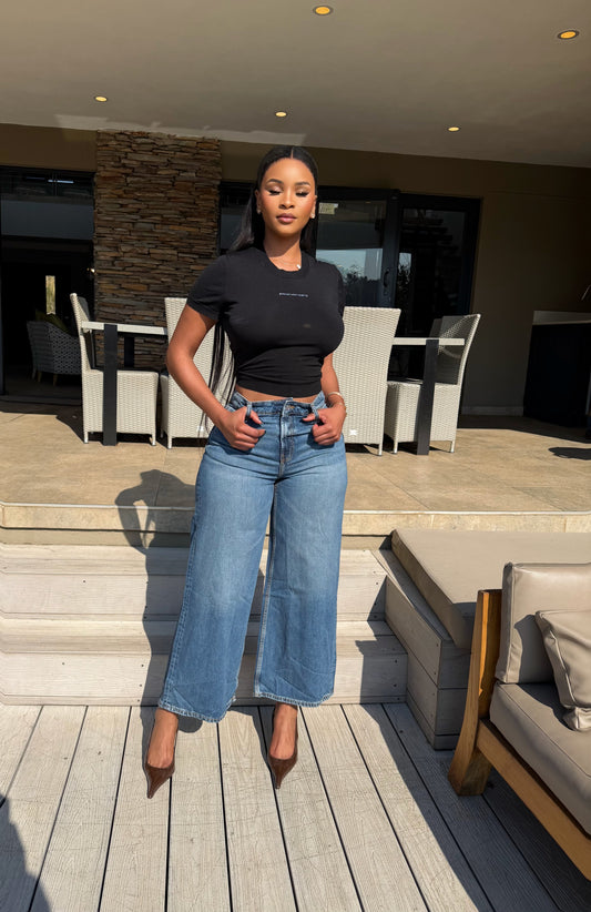 Zara cropped length high-rise jeans