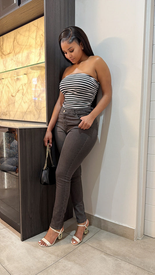 Kiabi dark grey high-rise skinny jeans