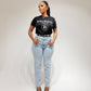 Blue high-rise blue jeans
