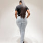 Blue high-rise blue jeans